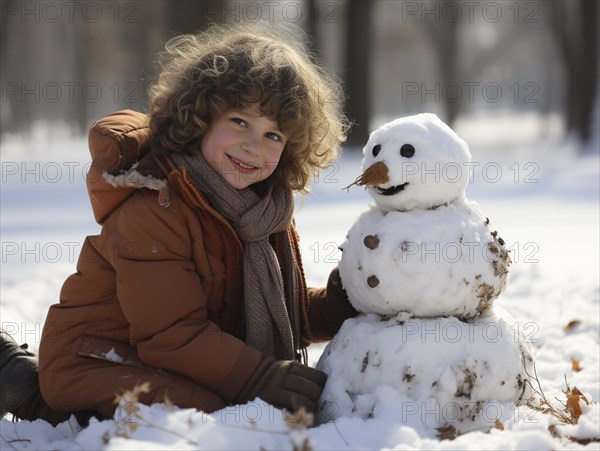 Snowman in a winter landscape