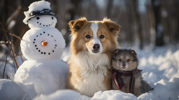 Snowman in a winter landscape