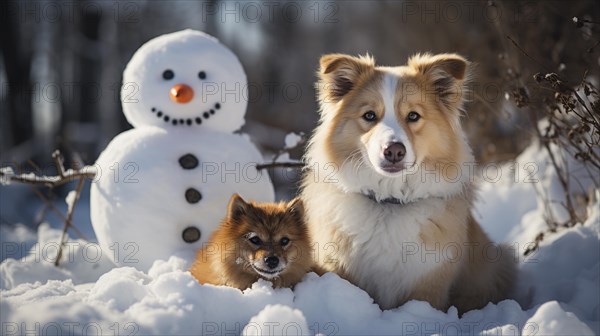 Snowman in a winter landscape