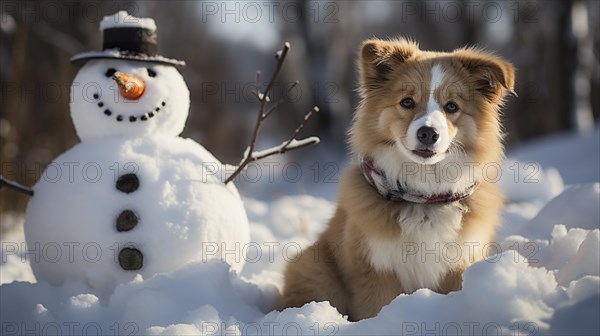 Snowman in a winter landscape