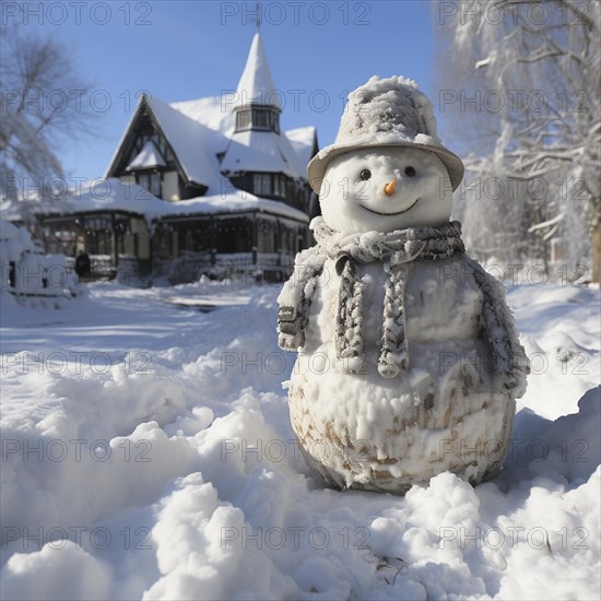 Snowman in a winter landscape