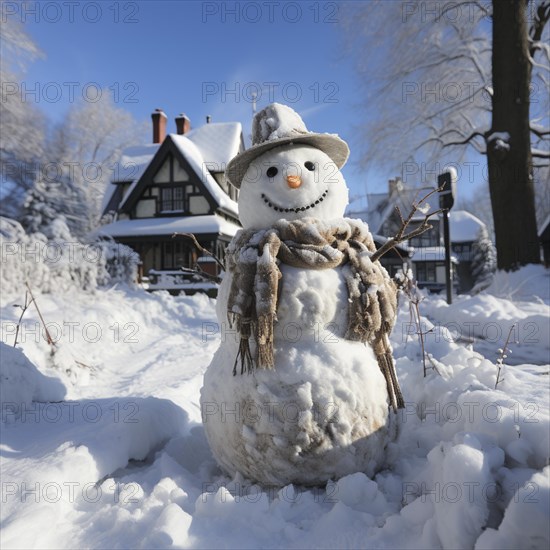 Snowman in a winter landscape