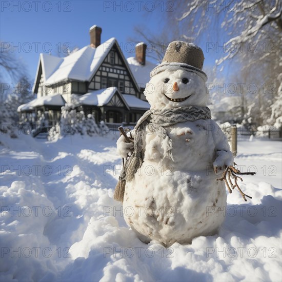 Snowman in a winter landscape