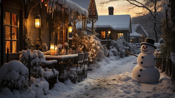 Snowman in a winter landscape