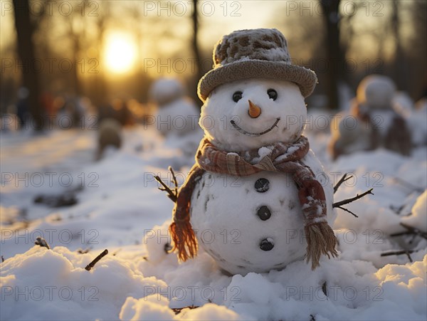 Snowman in a winter landscape