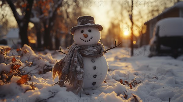 Snowman in a winter landscape