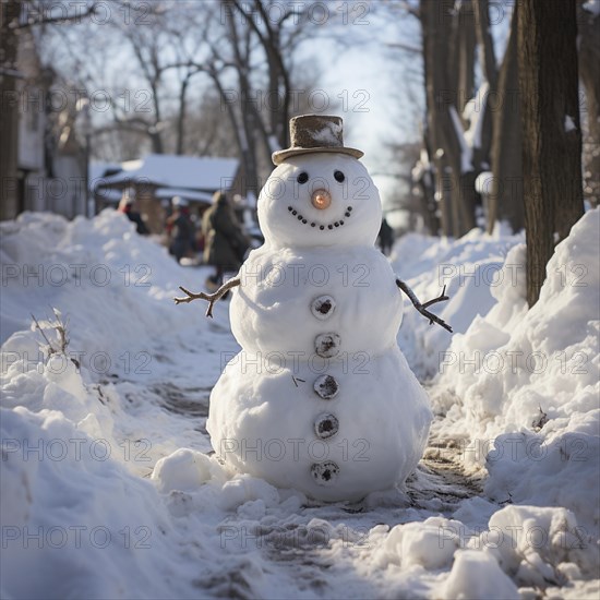 Snowman in a winter landscape