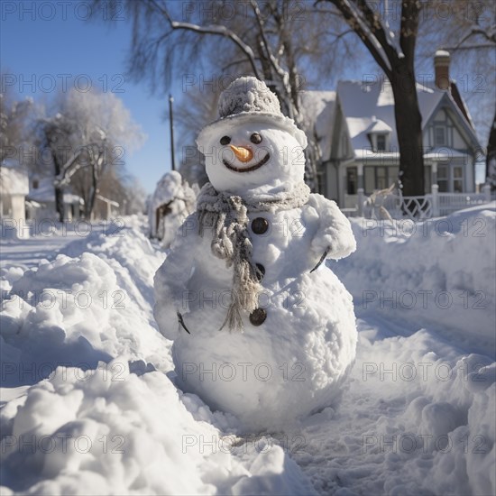 Snowman in a winter landscape