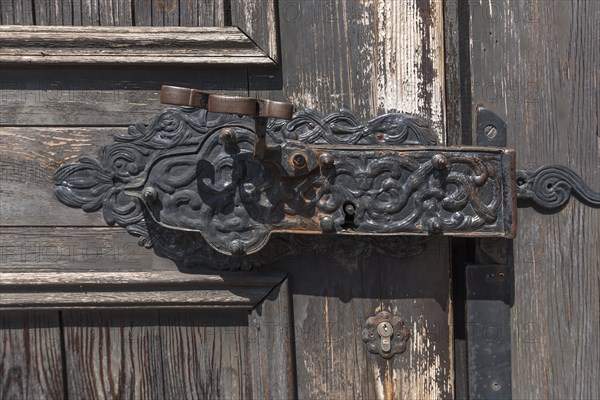 Old door lock of a cemetery door