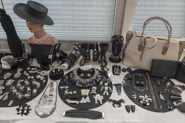 Rhinestone jewellery decorated in front of a window