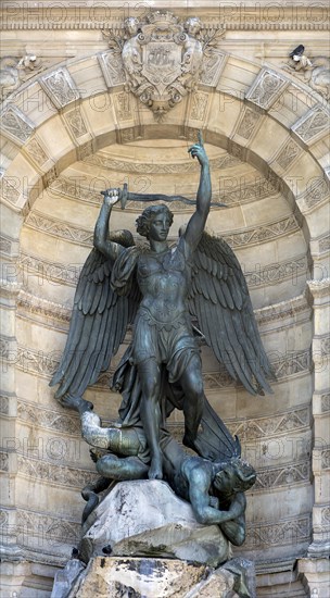 Monumental fountain with a sculpture of Saint Michael
