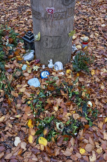 Mementos such as a stone with blue and white S04 for a Schalke 04 football fan