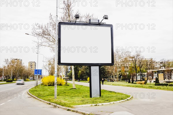 Blank adverting billboard center road