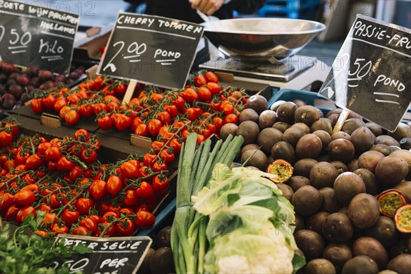 Cherry tomatoes passion fruits farm market