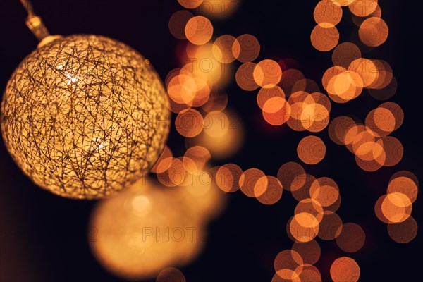 Christmas balls with lights inside bokeh effect