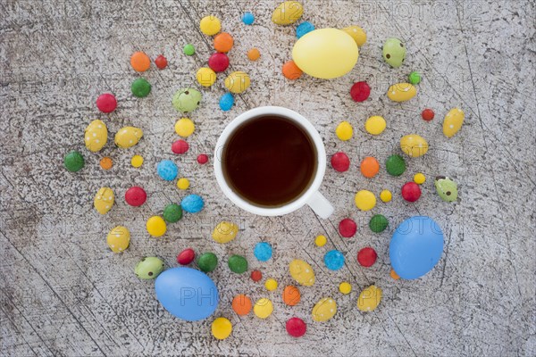 Cup tea mix candies eggs