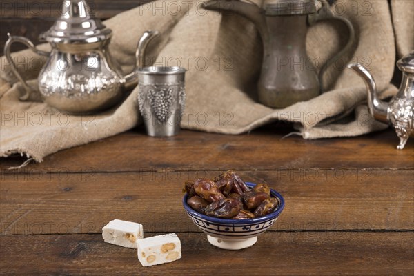 Dates fruit with turkish delight table