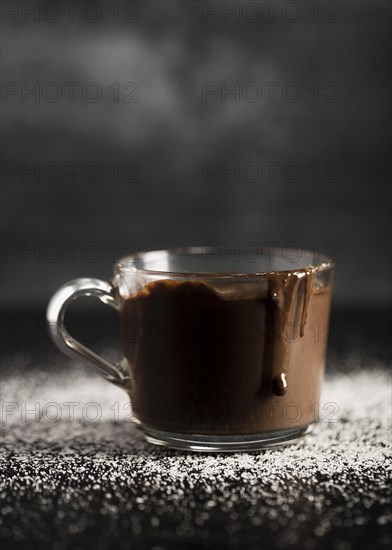 Delicious melted chocolate transparent cup