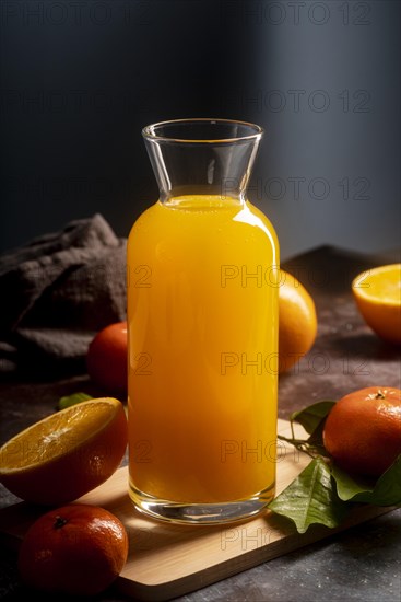 Delicious orange juice bottle arrangement