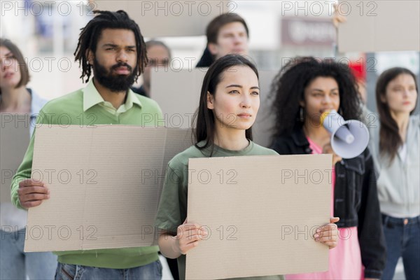 Diveristy people protesting together