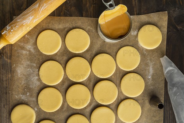 Dough alfajores flat lay