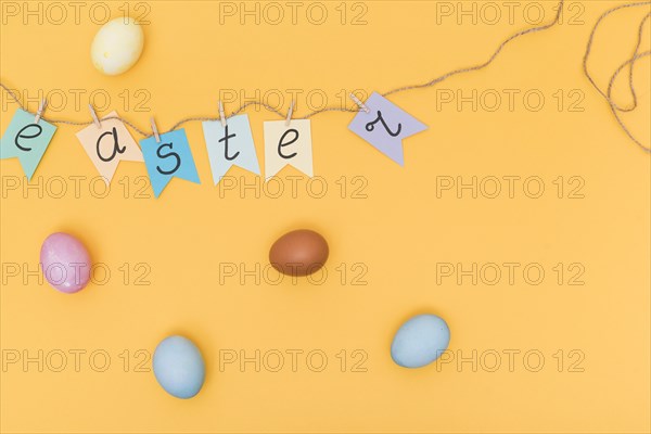 Easter inscription pennants with eggs