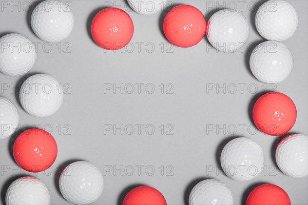 Flat lay golf balls frame