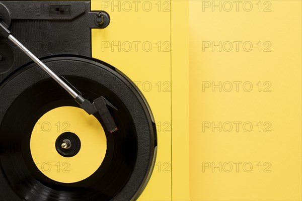 Flat lay vinyl yellow background