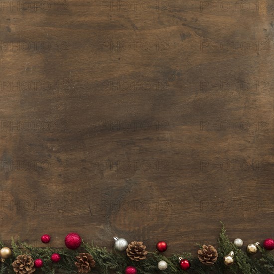 Green branches with bright baubles table