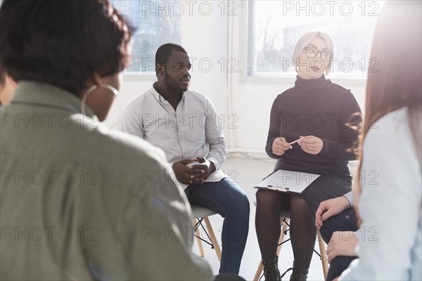 Group adults talking each other