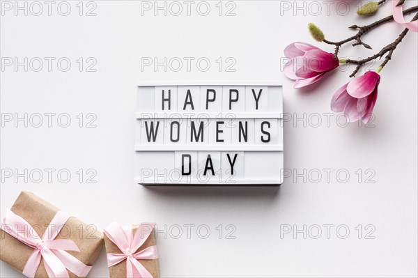 Happy women s day lettering white background