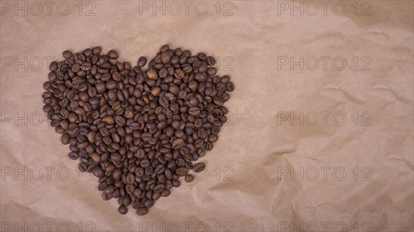 Heart shape from coffee beans paper