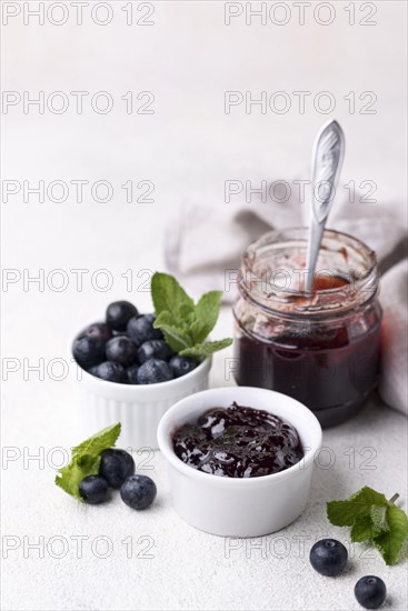 High angle delicious blueberry jam