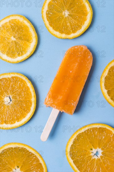 Homemade popsicle ice cream slices orange