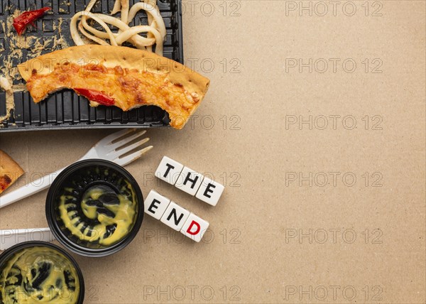 Leftover pizza food end quote copy space