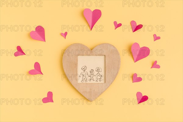 Paper hearts frame with painting