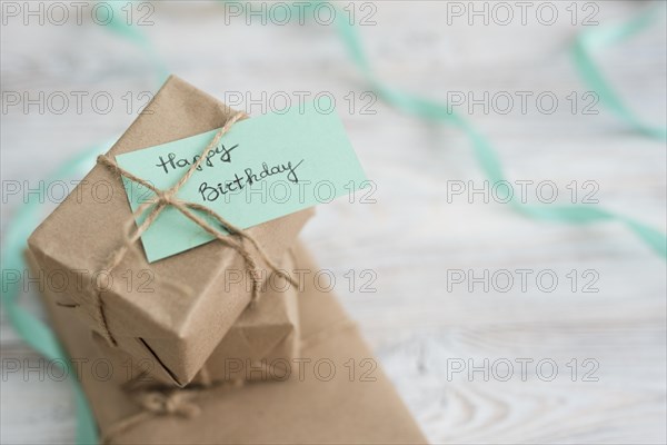 Present boxes wrapped paper table