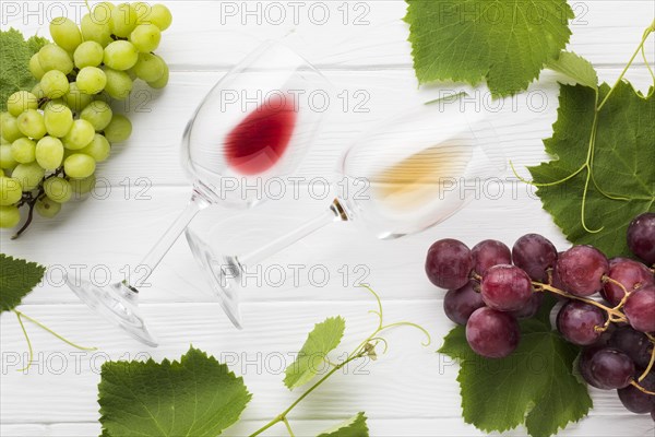 Red white empty glasses wine