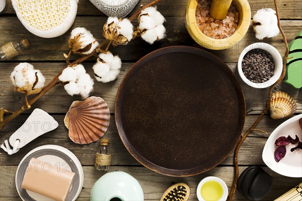 Spa ingredient with empty plate