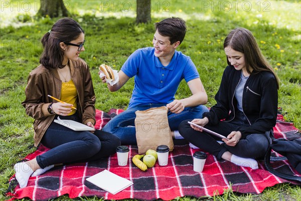 Students having fun lunch time