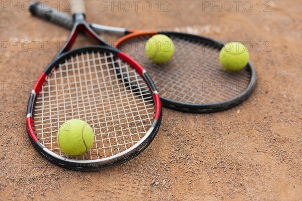 Tennis rackets with balls court