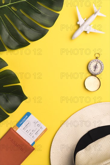 Tickets compass hat yellow background