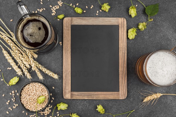 Top view arrangement with beer frame