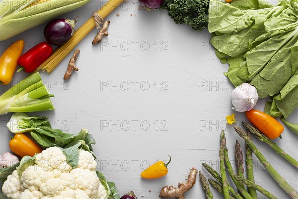 Top view frame mix veggies