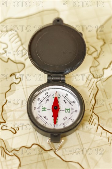 Top view map with compass top