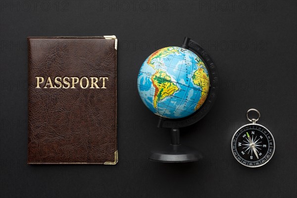Top view passport compass arrangement