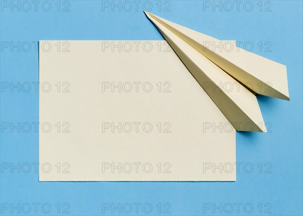 Top view stationery paper plane paper