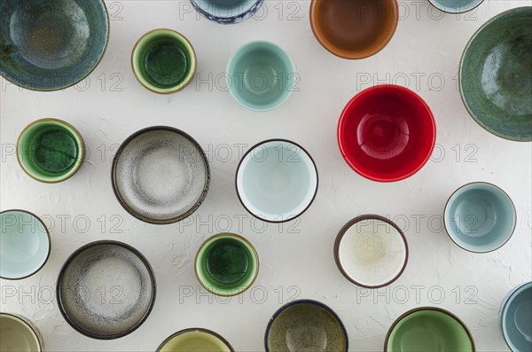Various type ceramic cup glasses isolated white background