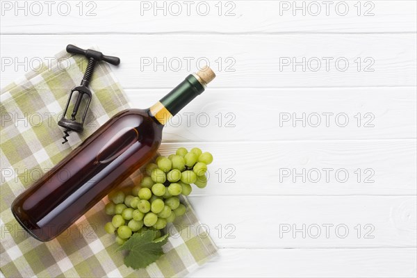 White delicious wine with table napkin