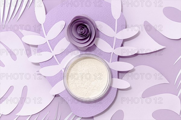 White powder purple background